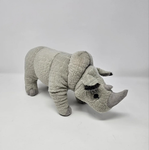TIGER TAIL TOYS Viahart Rhino Rhinoceros Gray Large 13” Realistic Plush Horned - Picture 1 of 7